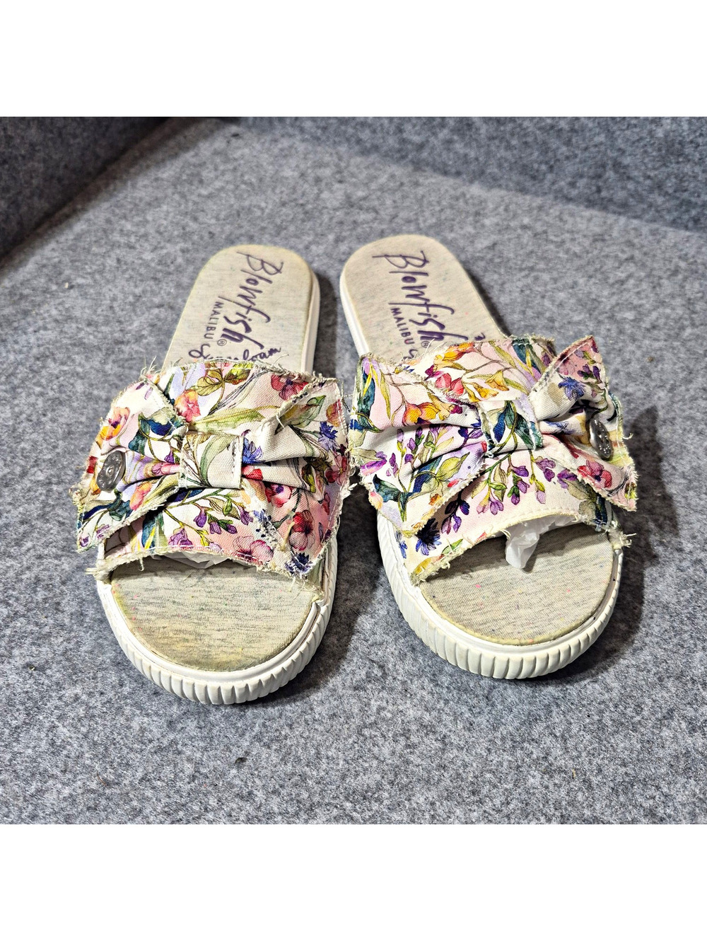 Blowfish Malibu Women's Floral Bow Slide Sandals Slip On Multicolor Size 8